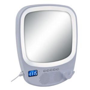 רמקול Bluetooth משולב דיבורית, מראה דוחת אדים מוקפת לדים מוגן מים
