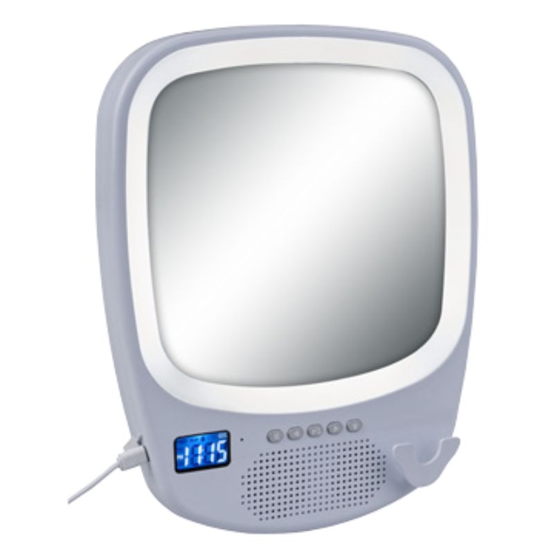 רמקול Bluetooth משולב דיבורית, מראה דוחת אדים מוקפת לדים מוגן מים